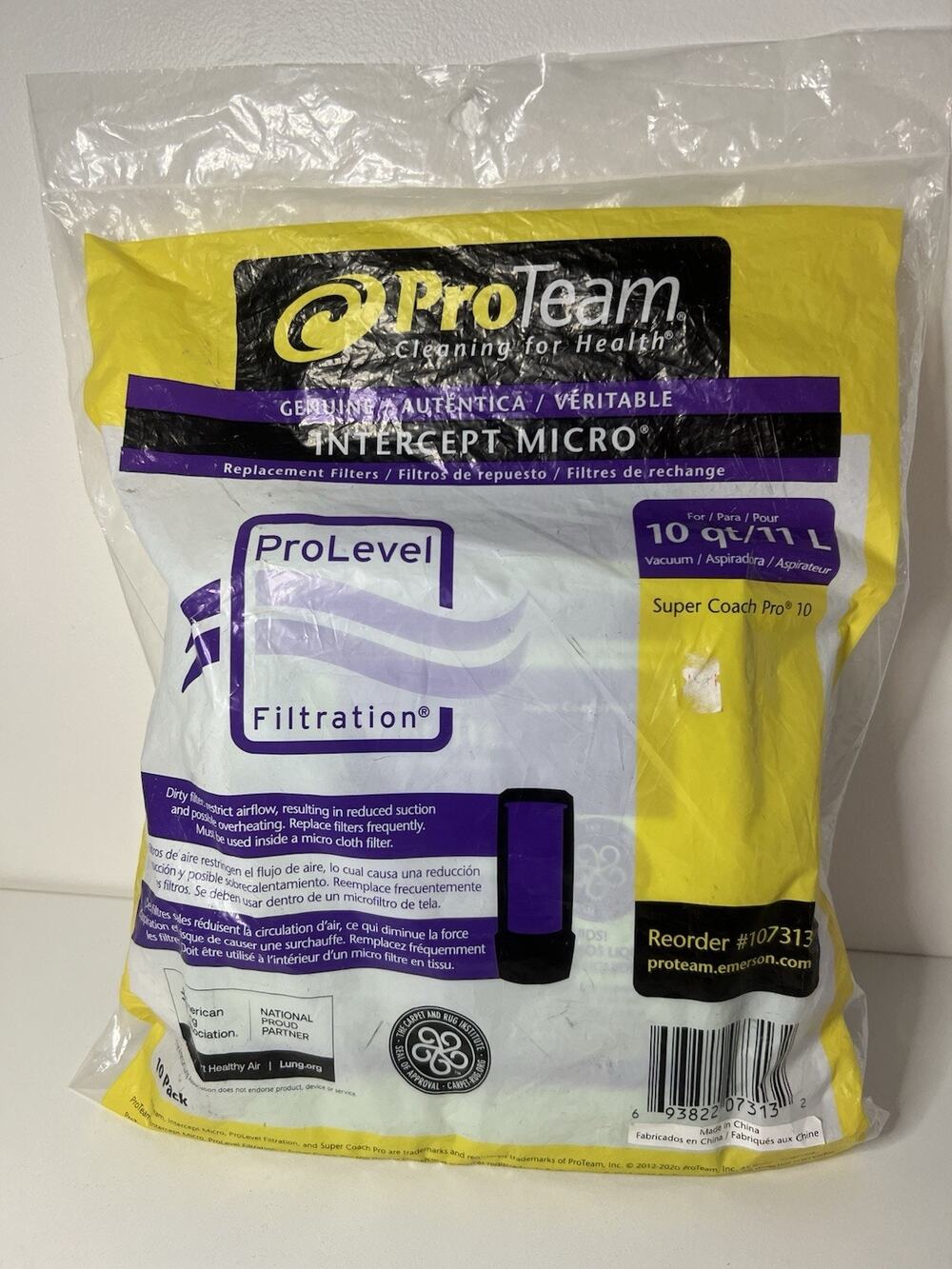 ProTeam 107313 Super Coach Pro Intercept Micro Filter Vacuum 10 Bags New Sealed